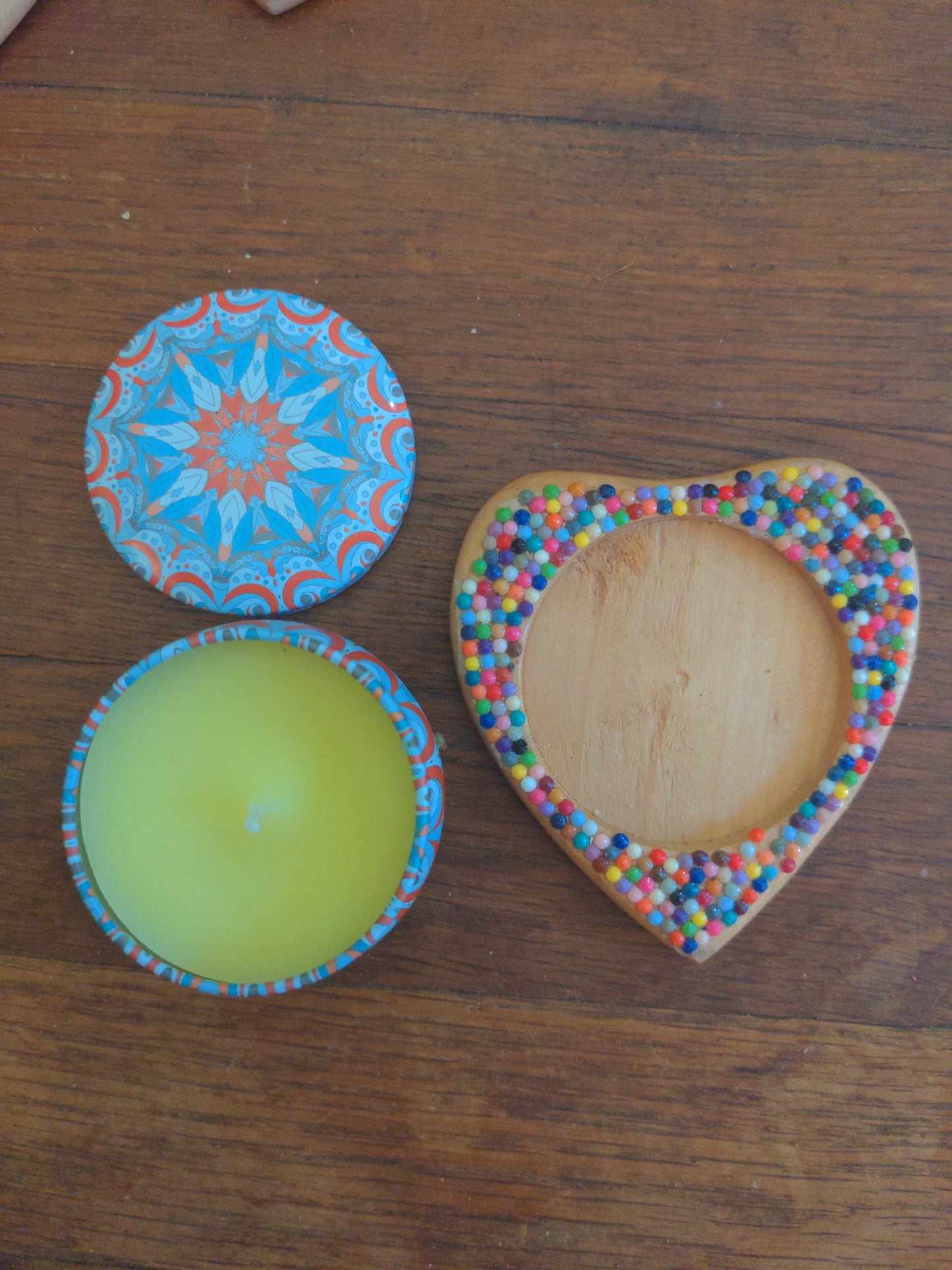 Votive Candle with Heart-shaped Coaster
