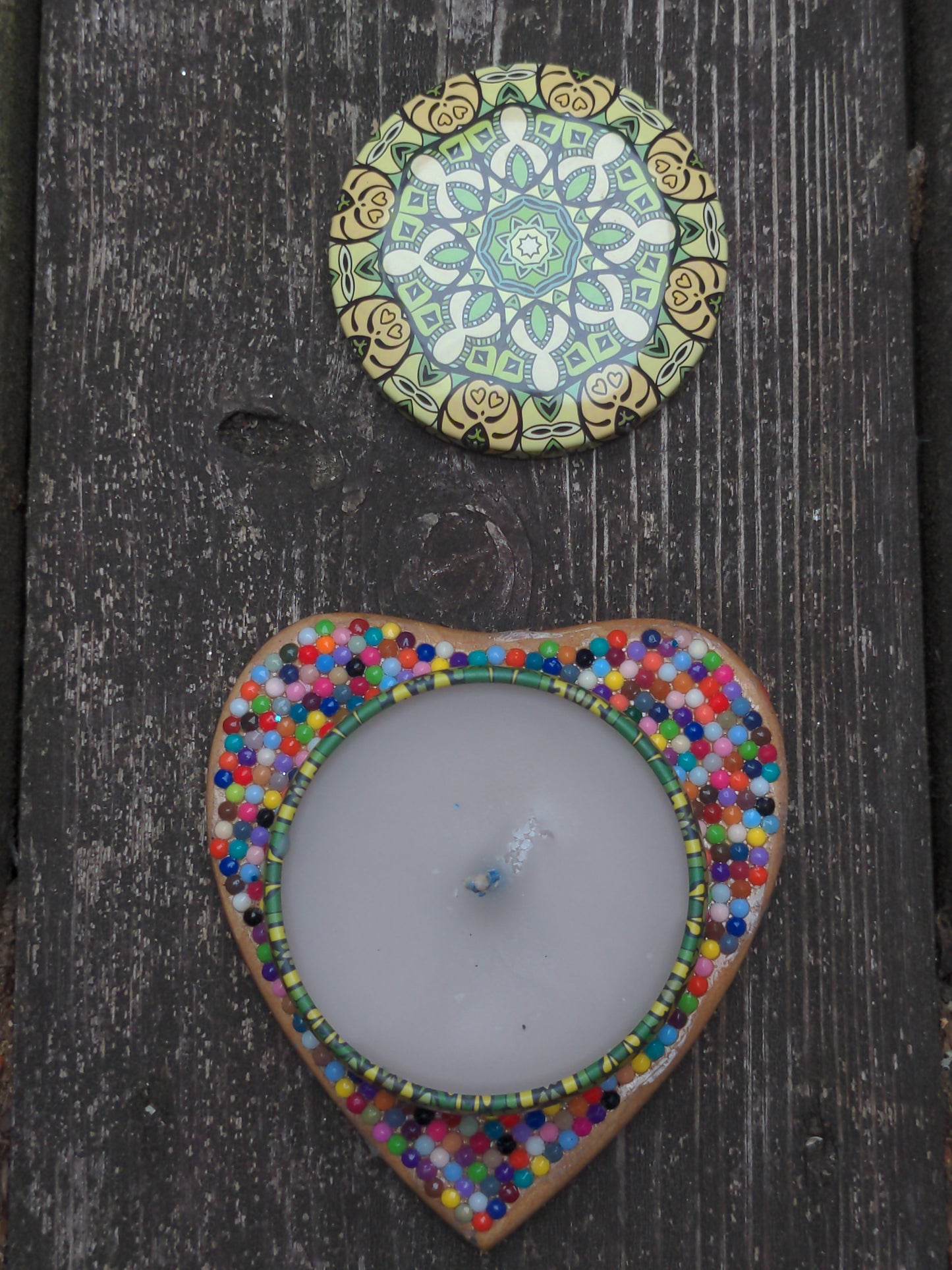 Votive Candle with Heart-shaped Coaster