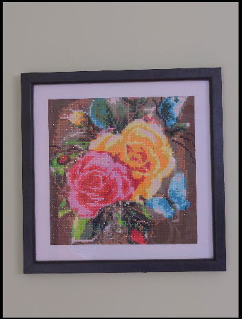 Roses with Butterflies Diamond Art