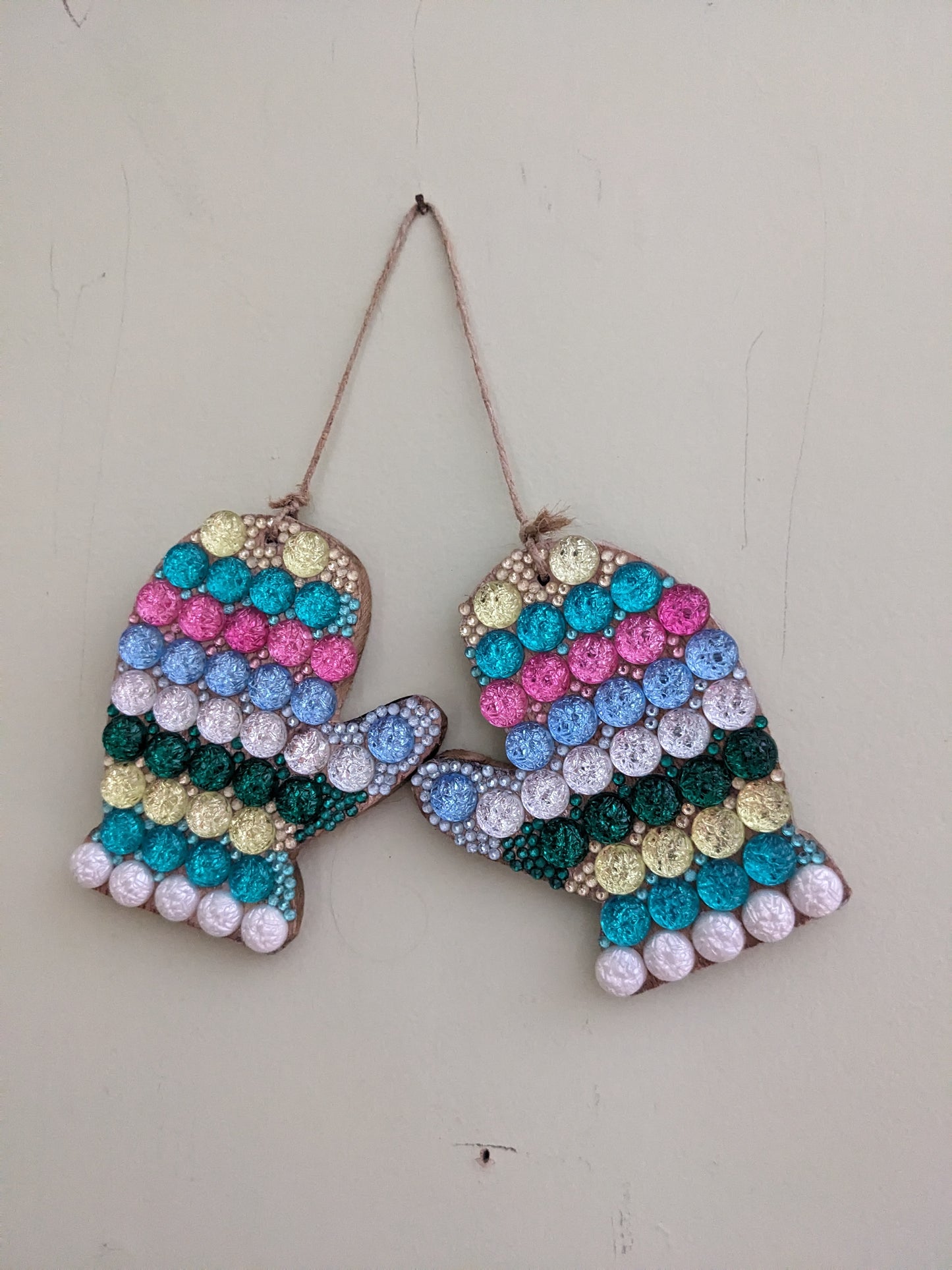 Shimmer and Frost Mitten Ornaments