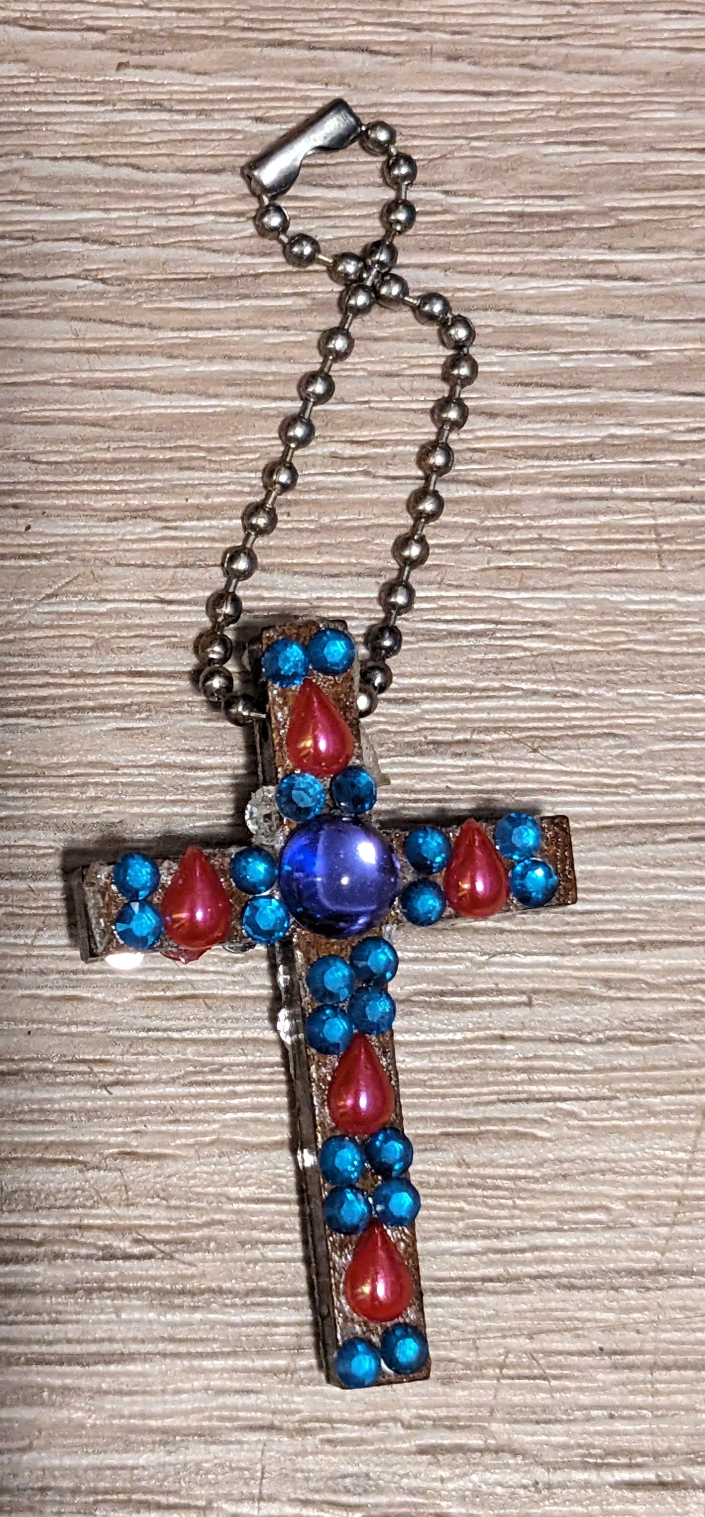 Wood Cross Keychain