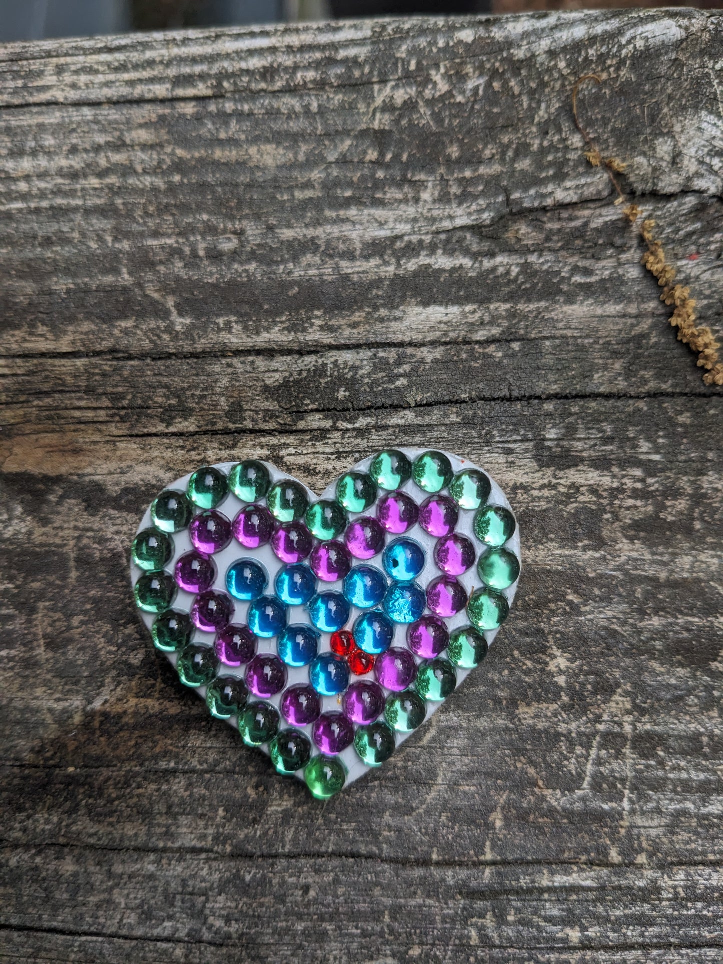 White Painted Handcrafted Caberchons Heart Brooch Pin