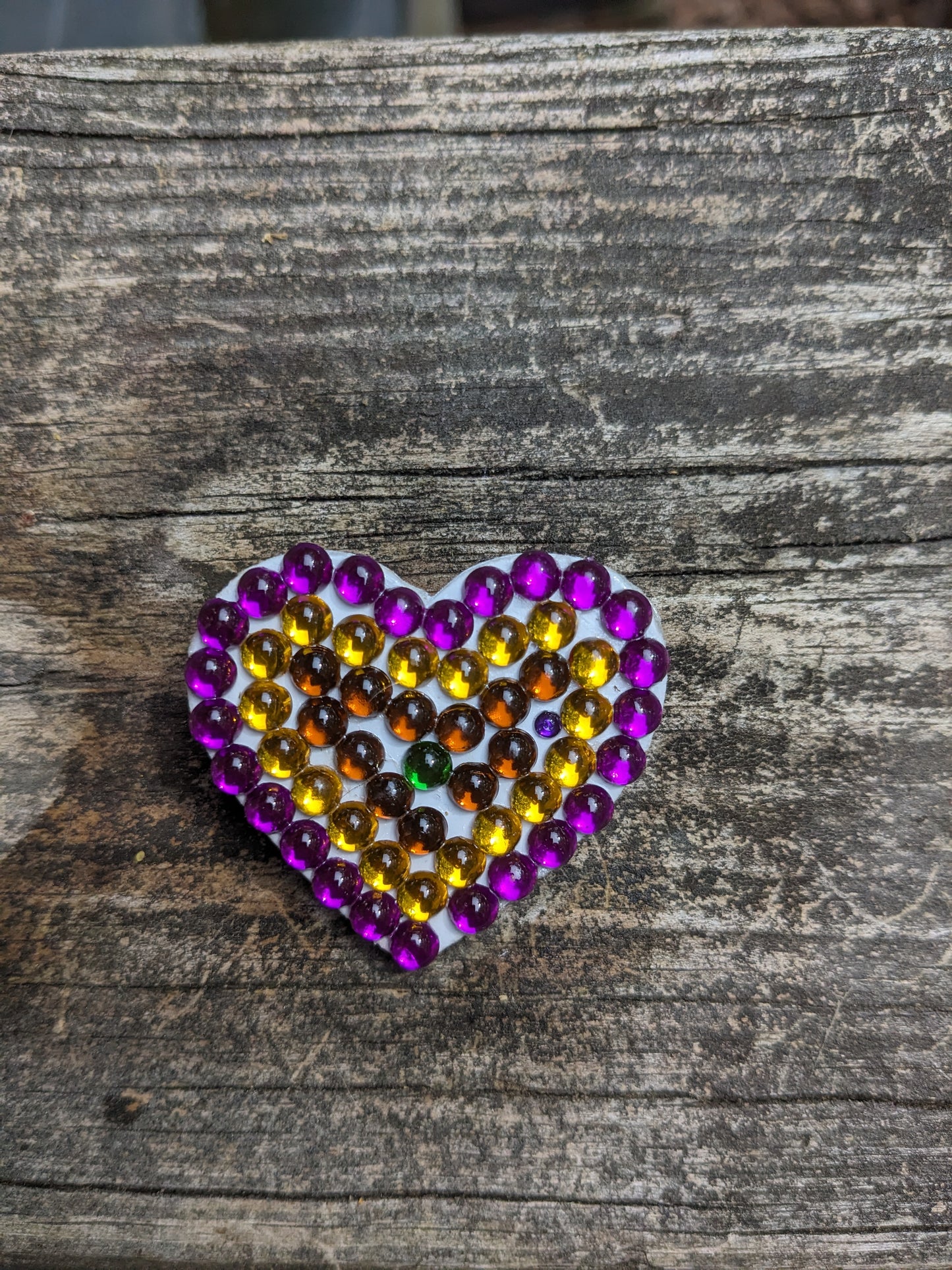 White Painted Handcrafted Caberchons Heart Brooch Pin