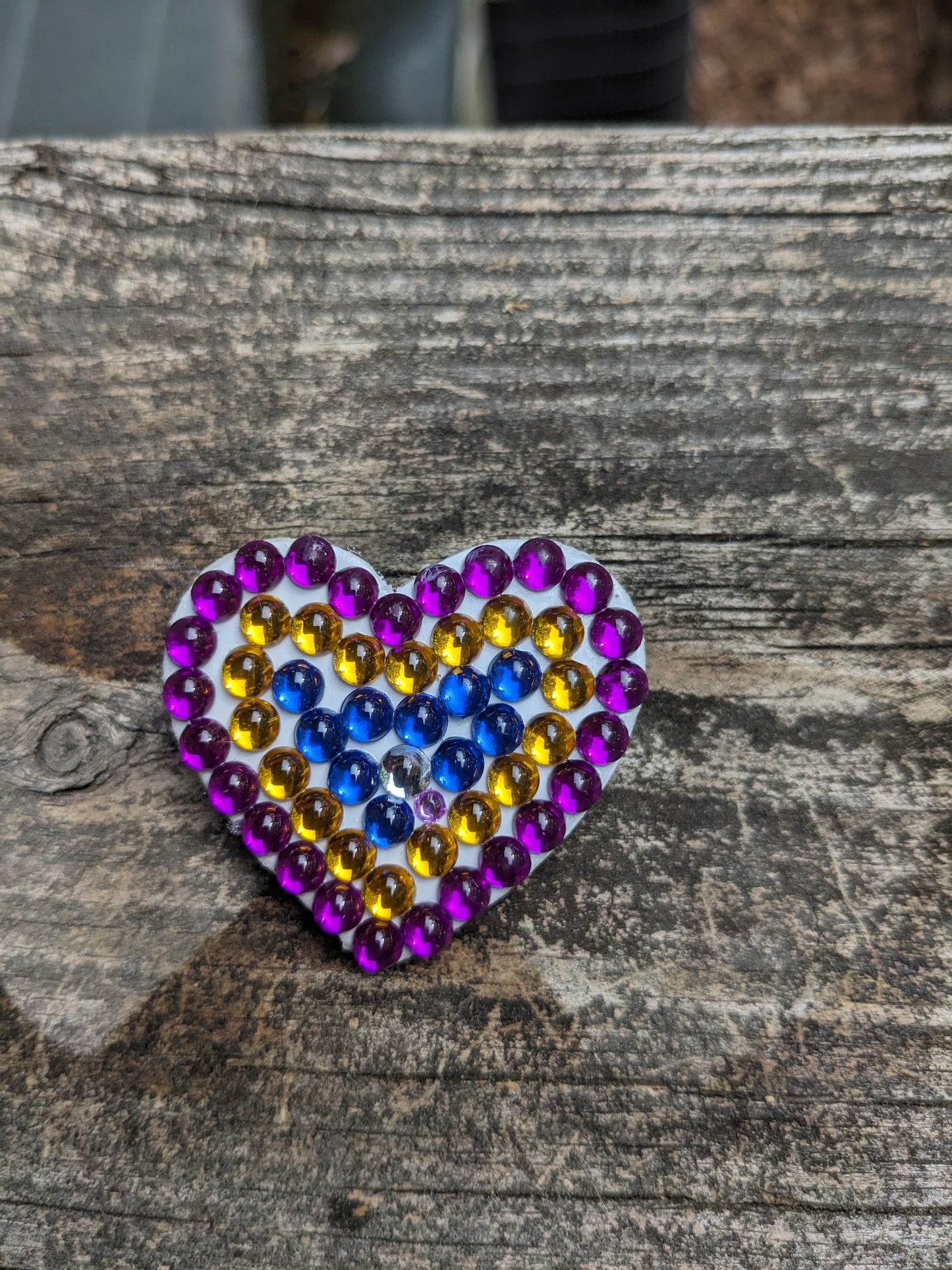White Painted Handcrafted Caberchons Heart Brooch Pin