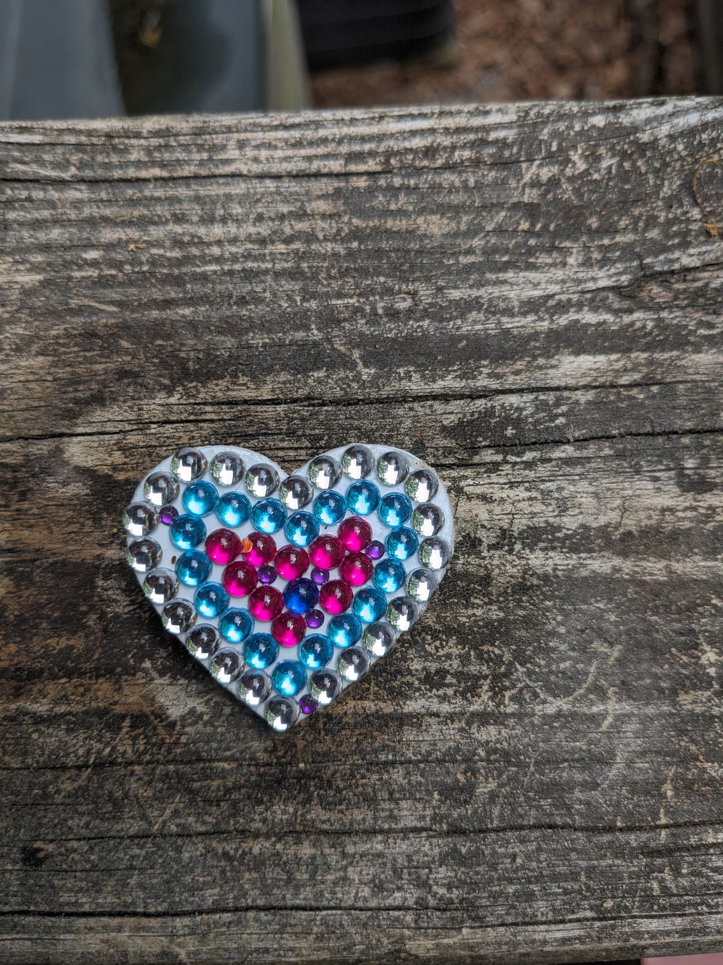 White Painted Handcrafted Caberchons Heart Brooch Pin