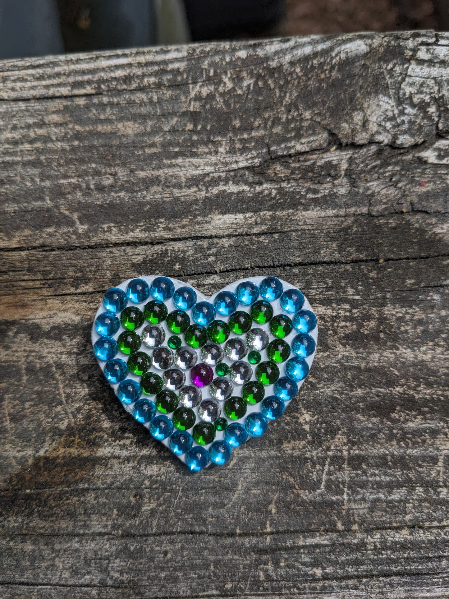 White Painted Handcrafted Caberchons Heart Brooch Pin