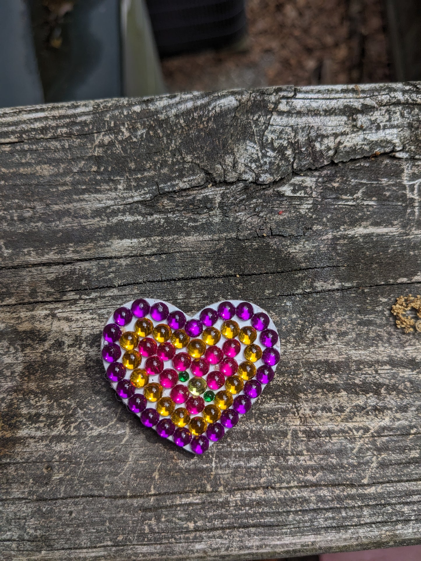 White Painted Handcrafted Caberchons Heart Brooch Pin
