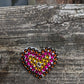 White Painted Handcrafted Caberchons Heart Brooch Pin
