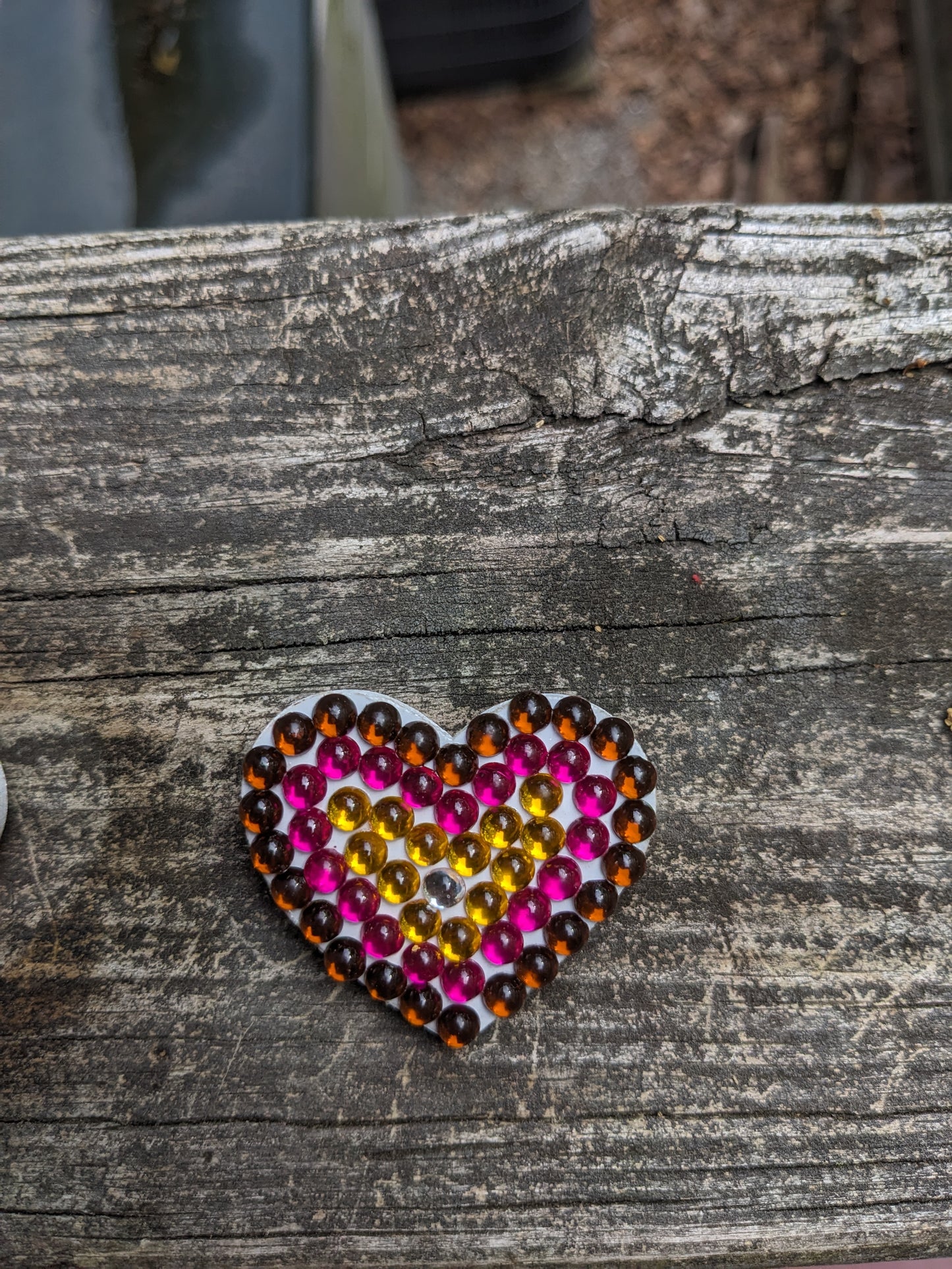 White Painted Handcrafted Caberchons Heart Brooch Pin