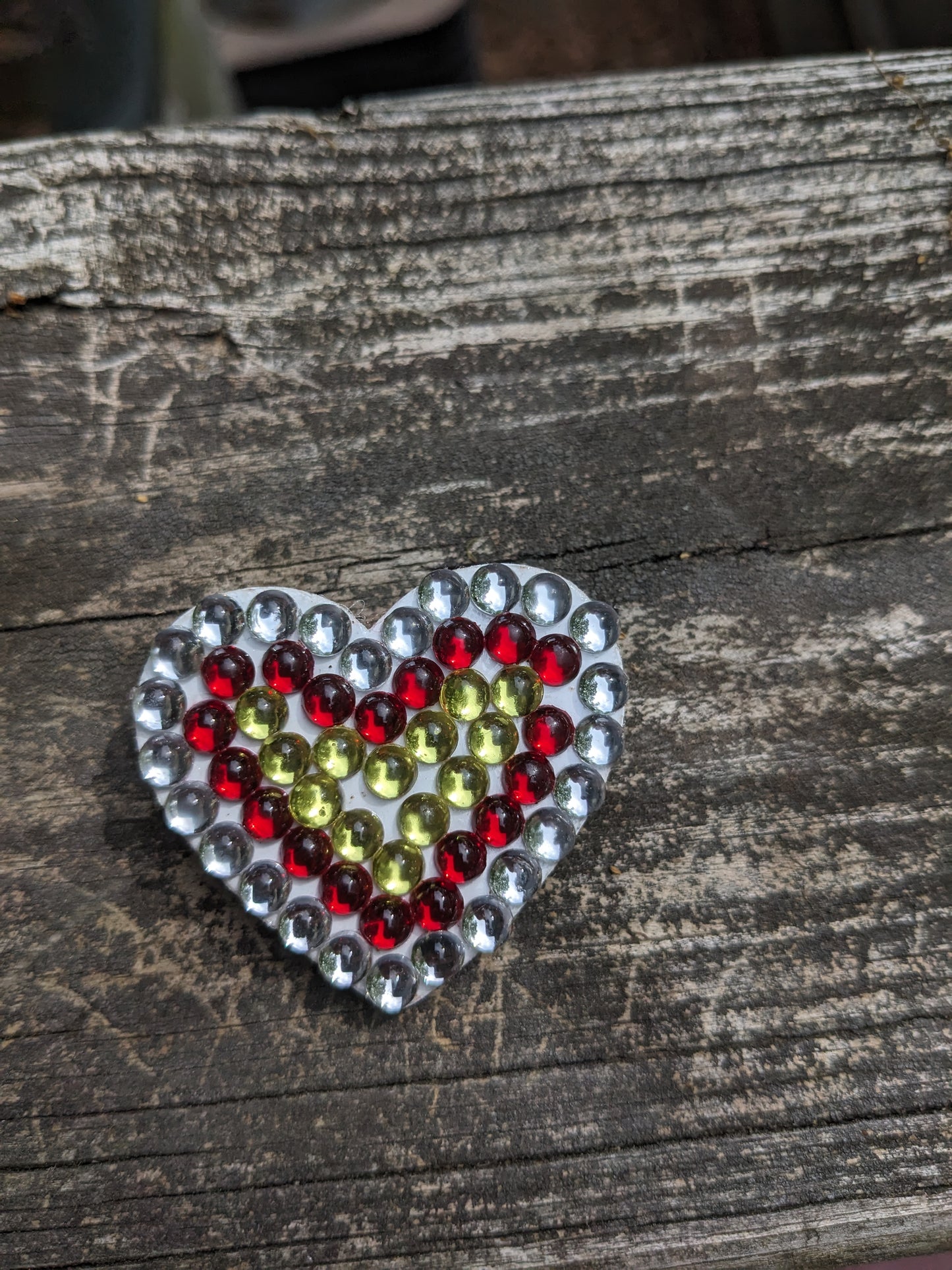 White Painted Handcrafted Caberchons Heart Brooch Pin