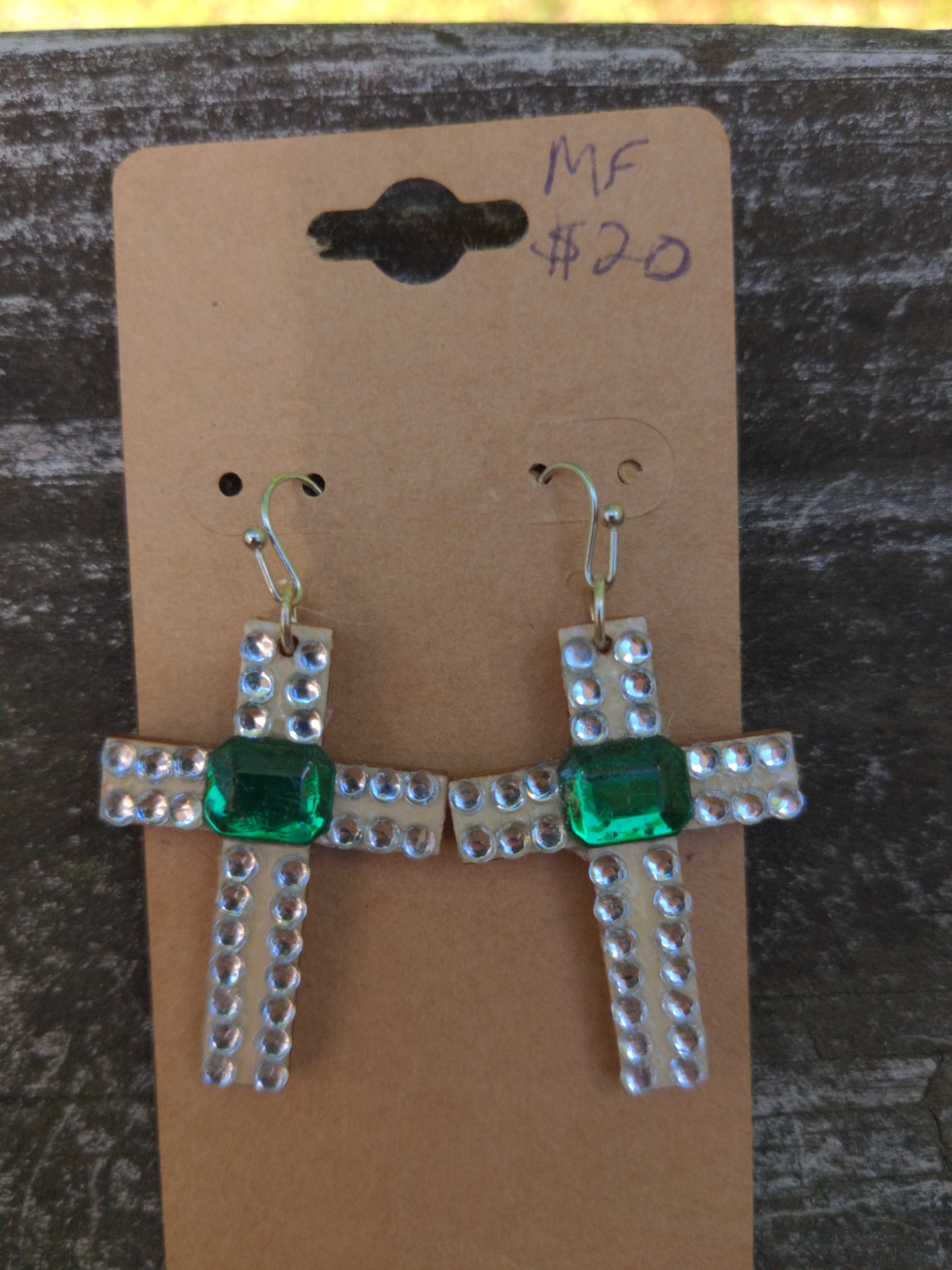 Green Cross Earrings