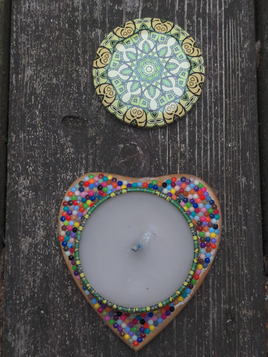 Votive Candle with Heart-shaped Coaster