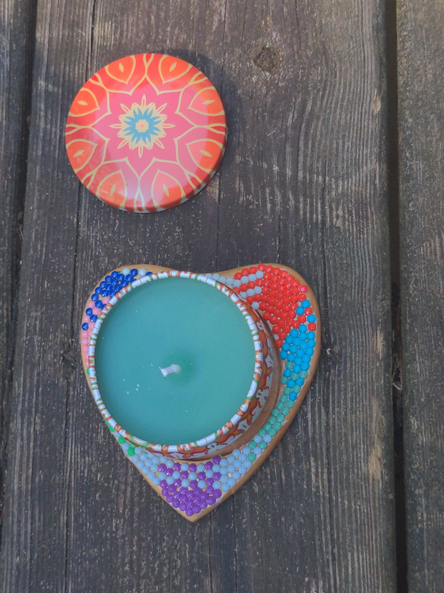 Votive Candle with Heart-shaped Coaster