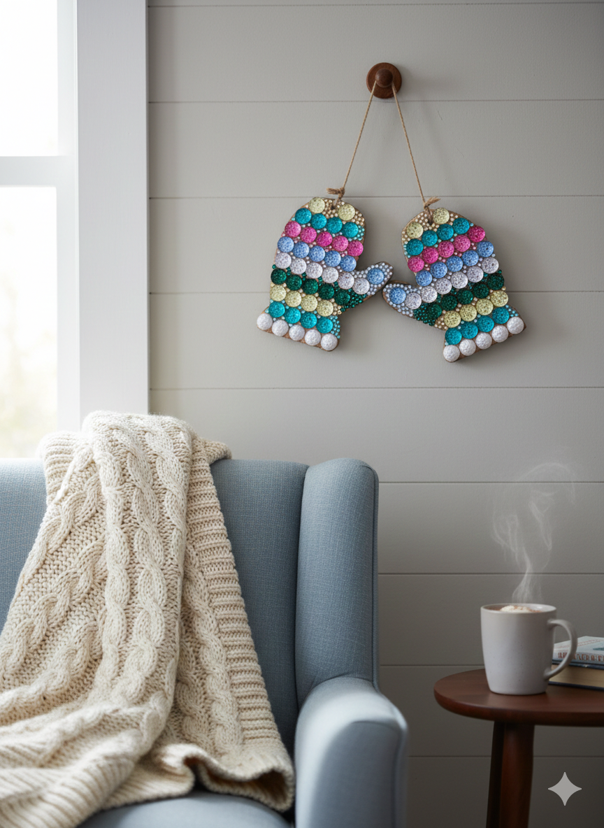 Shimmer and Frost Mitten Ornaments