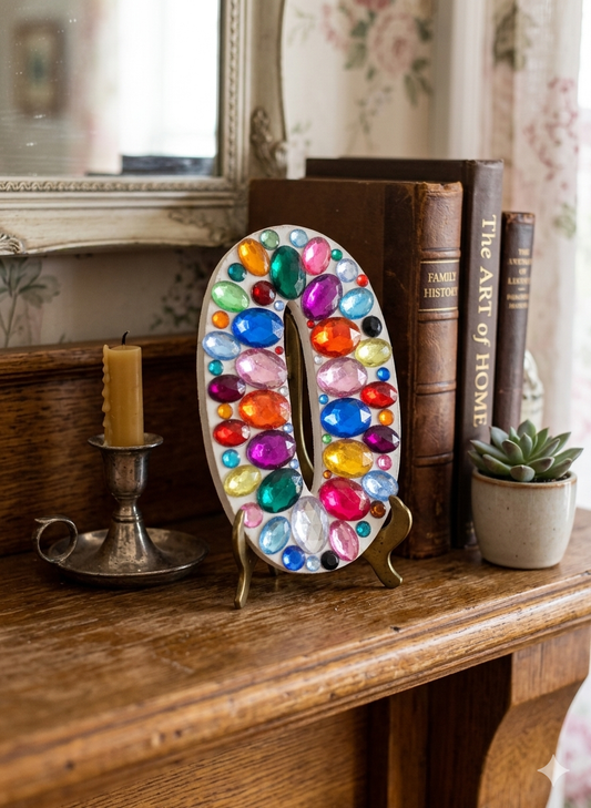 Luxe Gemstone "Zero" – 6” Hand-Dotted Artisan Statement Piece