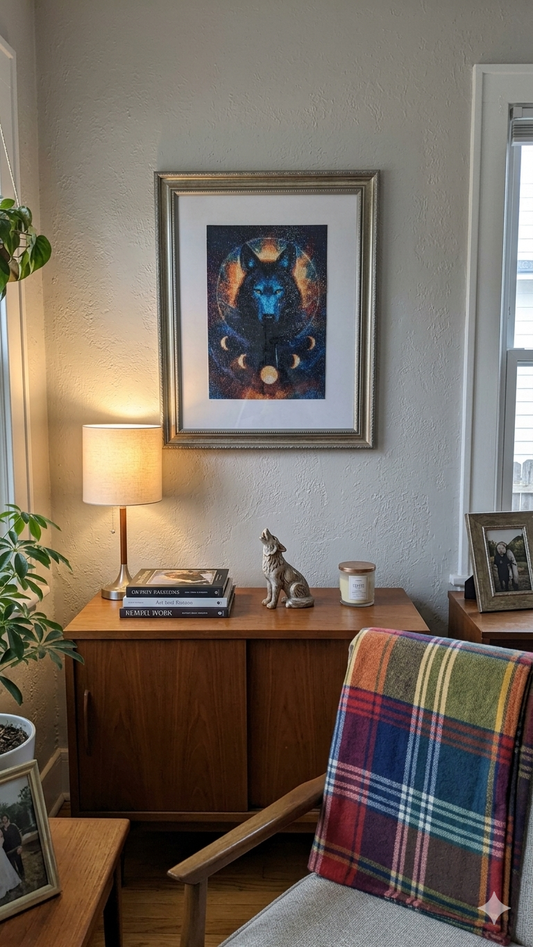 Framed: Wolf with Moons Diamond Painting