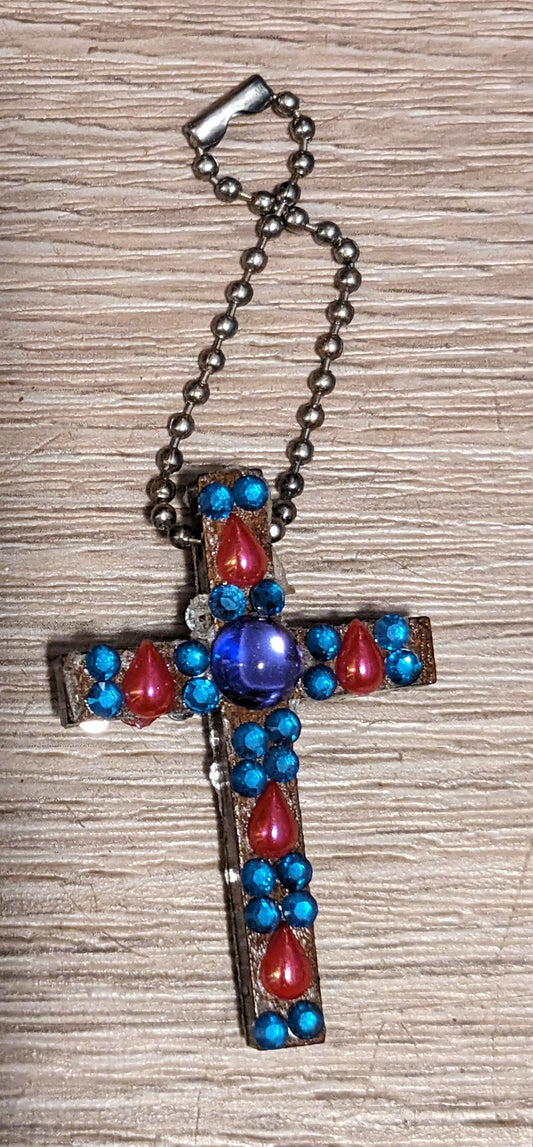Wood Cross Keychain