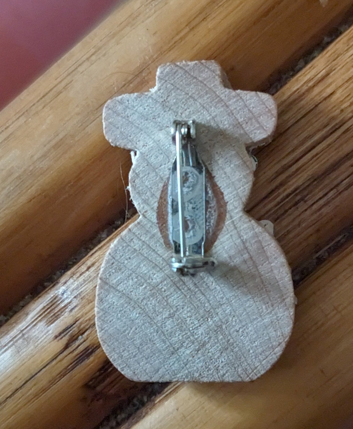 Wood Snowman Pin